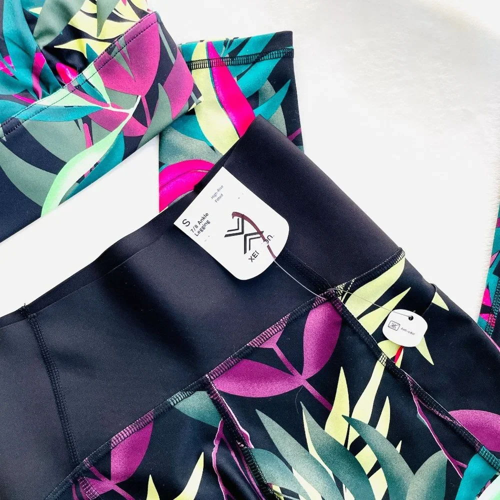 Xersion Womens Move High Rise 7/8 Ankle Leggings Sports Bra Set Anti Odor Small - Picture 2 of 9